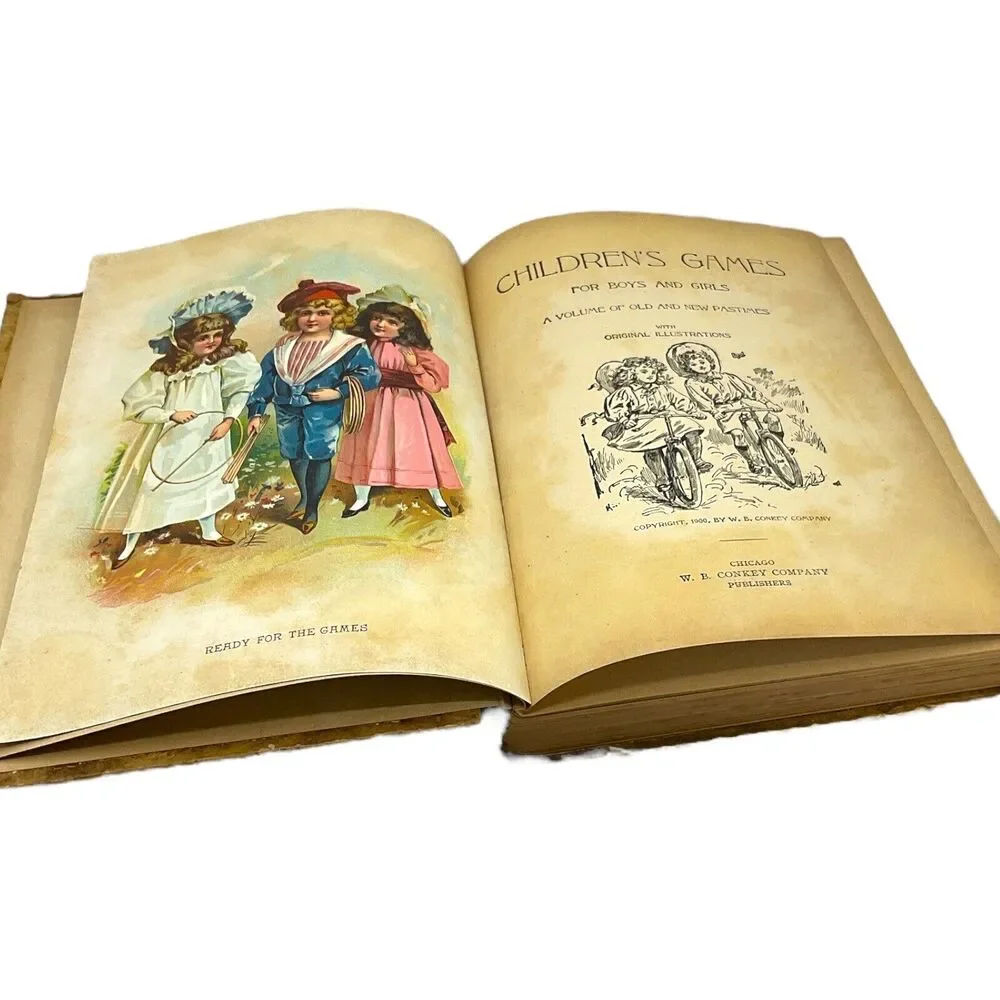 1900 Childrens Games Boys Girls Old New Pastimes‎ Illustrated Chromolithographic